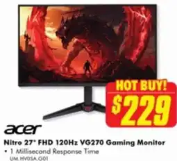 The Good Guys acer Nitro 27" FHD 120Hz VG270 Gaming Monitor offer