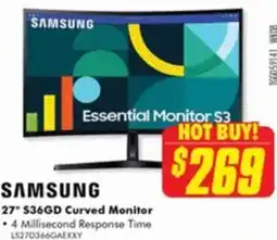 The Good Guys SAMSUNG 27" $36GD Curved Monitor offer