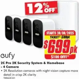 The Good Guys 2C Pro 2K Security System & Homebase - 4 Camera offer