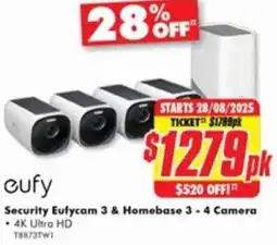 The Good Guys Security Eufycam 3 & Homebase 3-4 Camera 4K Ultra HD offer