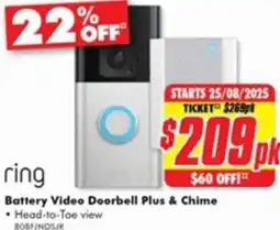 The Good Guys ring Battery Video Doorbell Plus & Chime offer