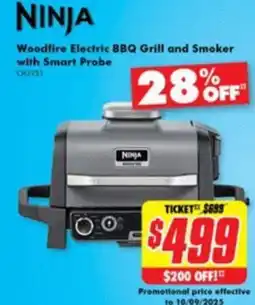 The Good Guys NINJA Woodfire Electric BBQ Grill and Smoker with Smart Probe offer