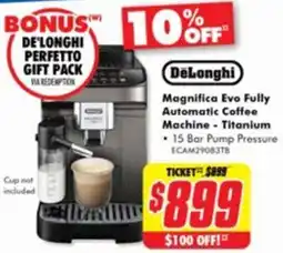 The Good Guys DeLonghi Magnifica Evo Fully Automatic Coffee Machine - Titanium offer