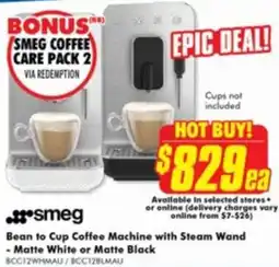 The Good Guys smeg Bean to Cup Coffee Machine with Steam Wand offer