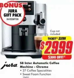 The Good Guys jura S8 Inter Automatic Coffee Machine - Chrome offer