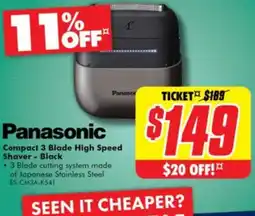 The Good Guys Panasonic Compact 3 Blade High Speed Shaver Black offer