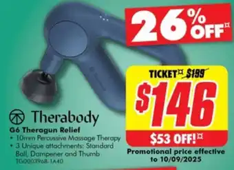 The Good Guys Therabody G6 Theragun Relief offer