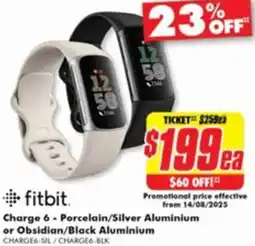 The Good Guys fitbit Charge 6 - Porcelain/Silver Aluminium offer