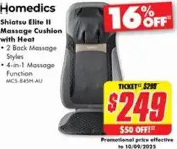 The Good Guys Homedics Shiatsu Elite II Massage Cushion with Heat offer