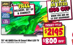 JB Hi-Fi 75" 4K QNED Evo Al Smart Mini LED TV offer