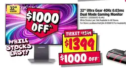 JB Hi-Fi 32" Ultra Gear 40Hz 0.03ms Dual Mode Gaming Monitor offer