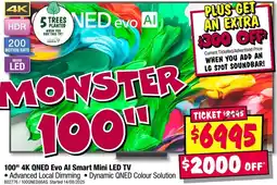 JB Hi-Fi 100" 4K QNED Evo Al Smart Mini LED TV offer