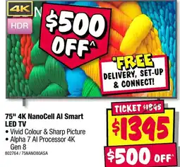 JB Hi-Fi 75" 4K NanoCell Al Smart LED TV offer