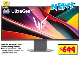 JB Hi-Fi Ultragear 34" wqhd 160hz curved gaming monitor offer