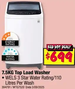 JB Hi-Fi 7.5KG Top Load Washer offer