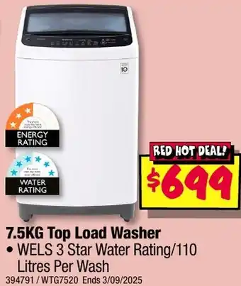 JB Hi-Fi 7.5KG Top Load Washer offer