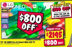 JB Hi-Fi 75" 4K QNED Evo Al Smart Mini LED TV offer