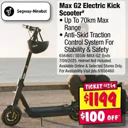 JB Hi-Fi Max G2 Electric Kick Scooter offer