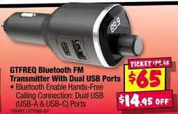 JB Hi-Fi GTFREQ Bluetooth FM Transmitter With Dual USB Ports offer