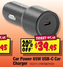 JB Hi-Fi Car Power 65W USB-C Car Charger offer