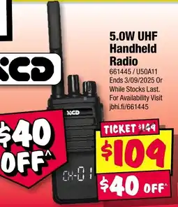 JB Hi-Fi 5.0W UHF Handheld Radio offer