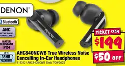 JB Hi-Fi DENON AHC840NCWB True Wireless Noise Cancelling In-Ear Headphones offer