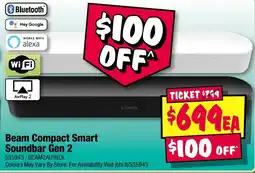 JB Hi-Fi Beam Compact Smart Soundbar Gen 2 offer