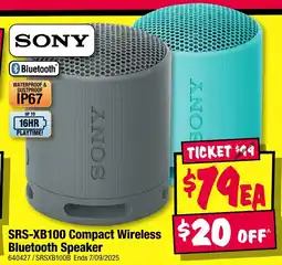 JB Hi-Fi SRS-XB100 Compact Wireless Bluetooth Speaker offer