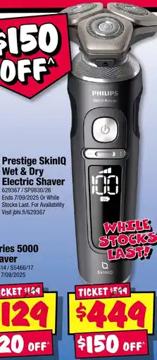 JB Hi-Fi PHILIPS Prestige SkinlQ Wet & Dry Electric Shaver offer
