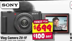 JB Hi-Fi SONY Vlog Camera ZV-1F offer