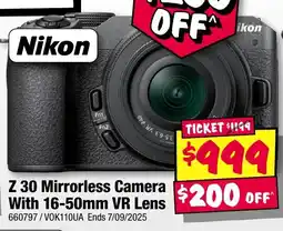 JB Hi-Fi Z 30 Mirrorless Camera With 16-50mm VR Lens offer