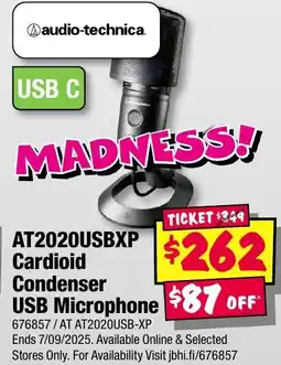 JB Hi-Fi audio-technica AT2020USBXP Cardioid Condenser USB Microphone offer