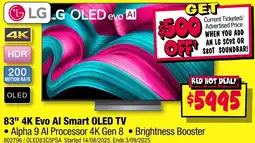 JB Hi-Fi LG 83" 4K Evo Al Smart OLED TV offer
