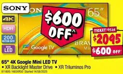 JB Hi-Fi SONY 65" 4K Google Mini LED TV offer
