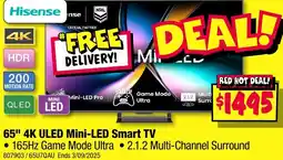 JB Hi-Fi Hisense 65" 4K ULED Mini-LED Smart TV offer