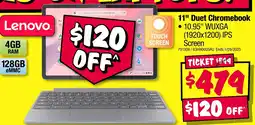 JB Hi-Fi Lenovo 11" Duet Chromebook • 10.95" WUXGA offer