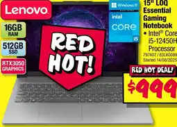 JB Hi-Fi Lenov 15" LOQ Essential Gaming Notebook offer