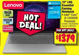 JB Hi-Fi Lenovo 15" LOQ Essential Gaming Notebook offer