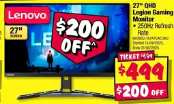 JB Hi-Fi Lenovo 27" QHD Legion Gaming Monitor offer