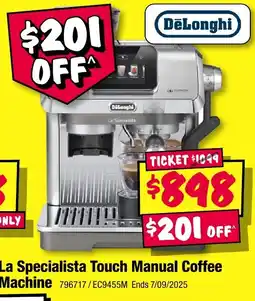 JB Hi-Fi DeLonghi La Specialista Touch Manual Coffee Machine offer