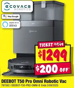 JB Hi-Fi DEEBOT T50 Pro Omni Robotic Vac offer