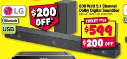 JB Hi-Fi LG 800 Watt 5.1 Channel Dolby Digital Soundbar offer
