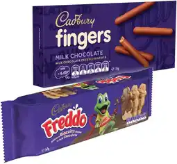 IGA Cadbury Milk Chocolate Biscuits Fingers 114g, Freddo 167g or Cookies 156g Selected Varieties offer