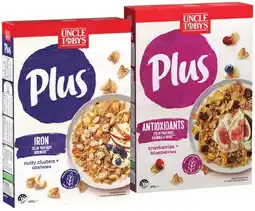 IGA Uncle Tobys Plus Cereal 620β705g or Nesquik Cereal 600g Selected Varieties offer