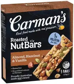 IGA Carman’s Nut Bars 5 Pack or Muesli Bars 4‑6 Pack Selected Varieties offer
