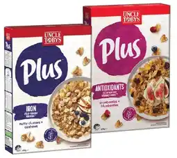 IGA Uncle Tobys Plus Cereal 620β705g Selected Varieties offer