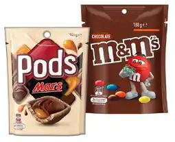 IGA M&M’s 130‑180g or Pods 160g Selected Varieties offer