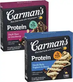 Coles Carman's Protein Bars 150g-200g offer