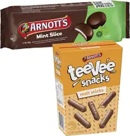 Coles Arnott's Mint Slice or TeeVee Snacks Biscuits 175g-200g offer