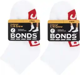 Coles Bonds Kids Logo ¼ Crew Socks Size 3-8 3 Pack offer